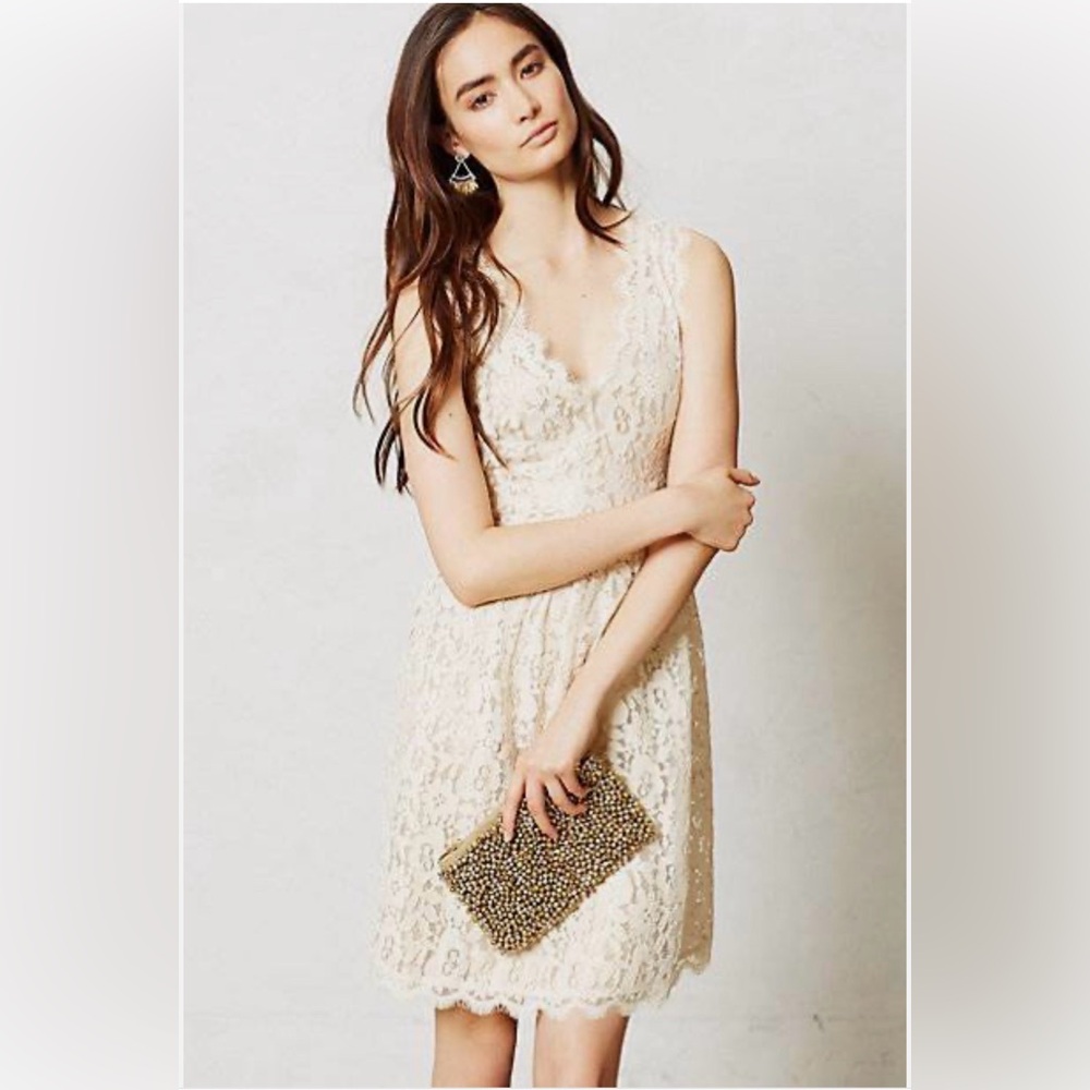 Anthropologie Greylin Lace Ivory Dress